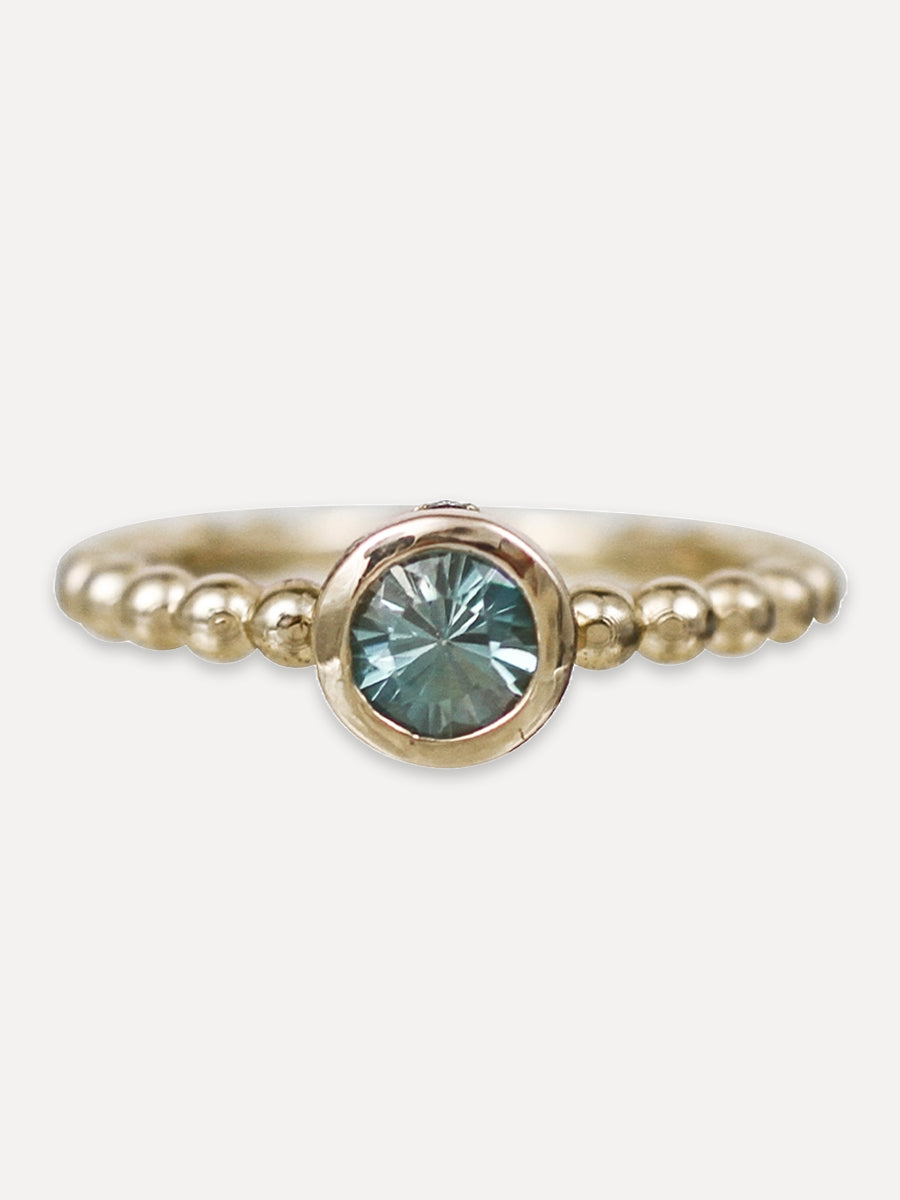 14K Round Beaded Stacking Band