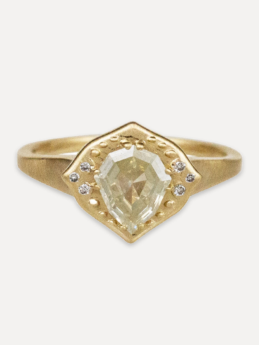 14K Lotus Diamond Ring