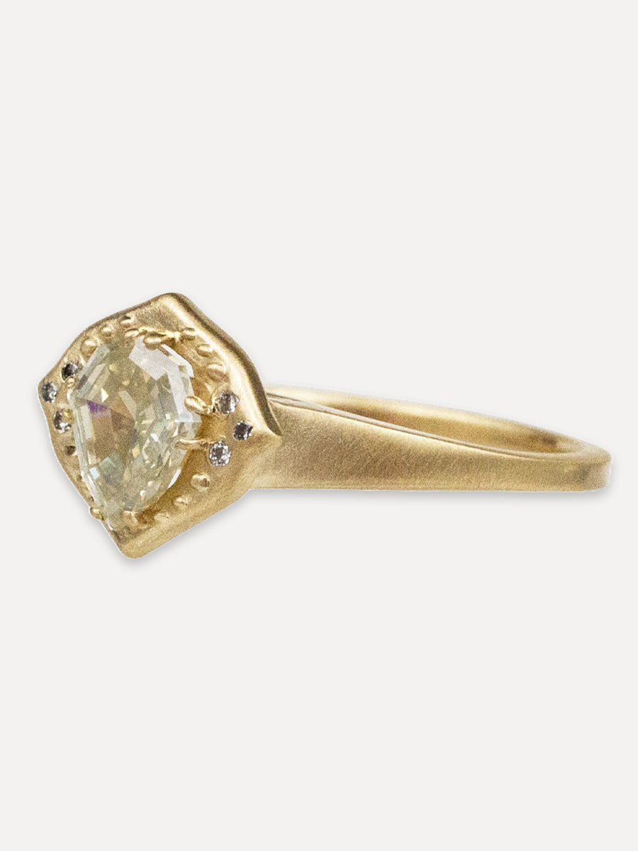 14K Lotus Diamond Ring