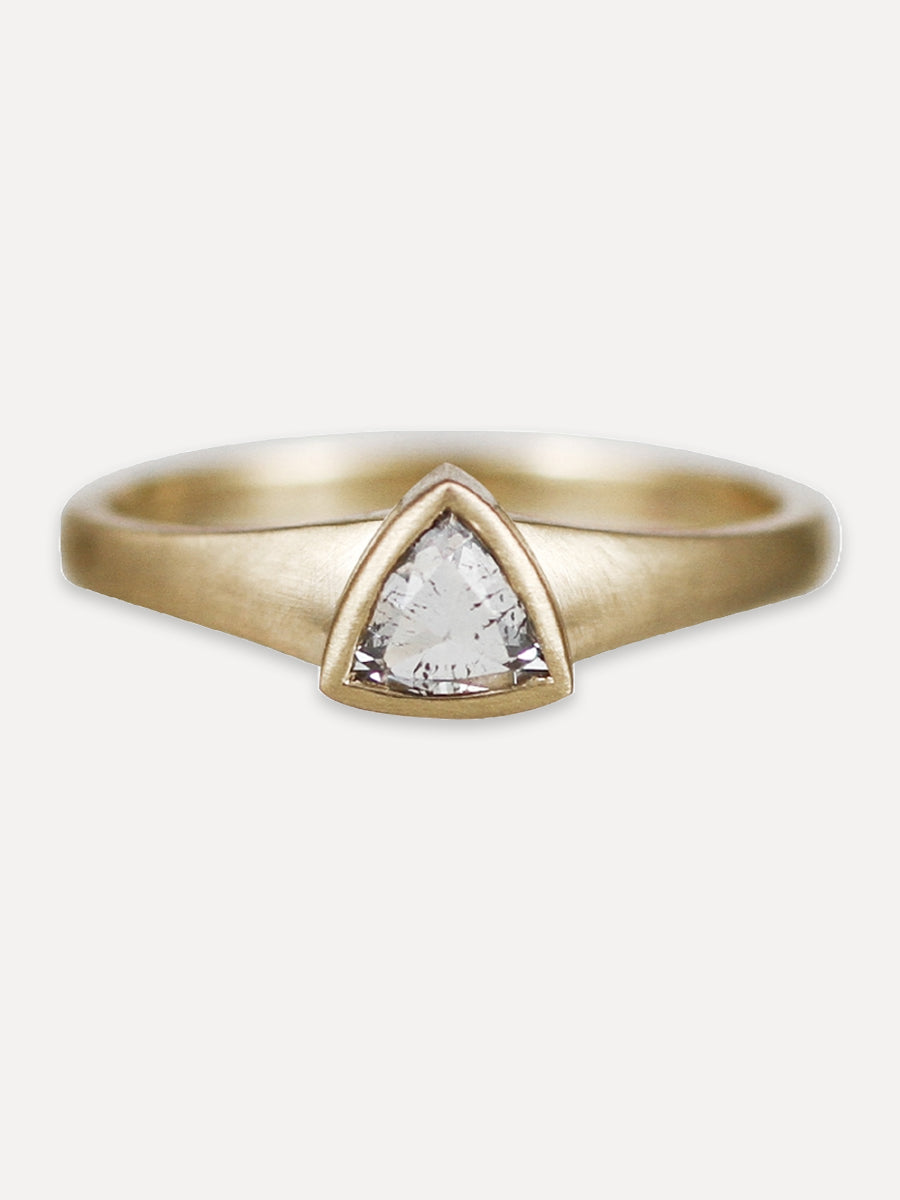14K Diamond Trillium Signet Ring