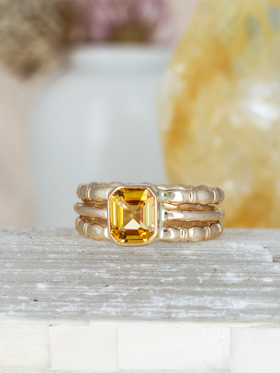 14K Axis Yellow Sapphire Triple Band