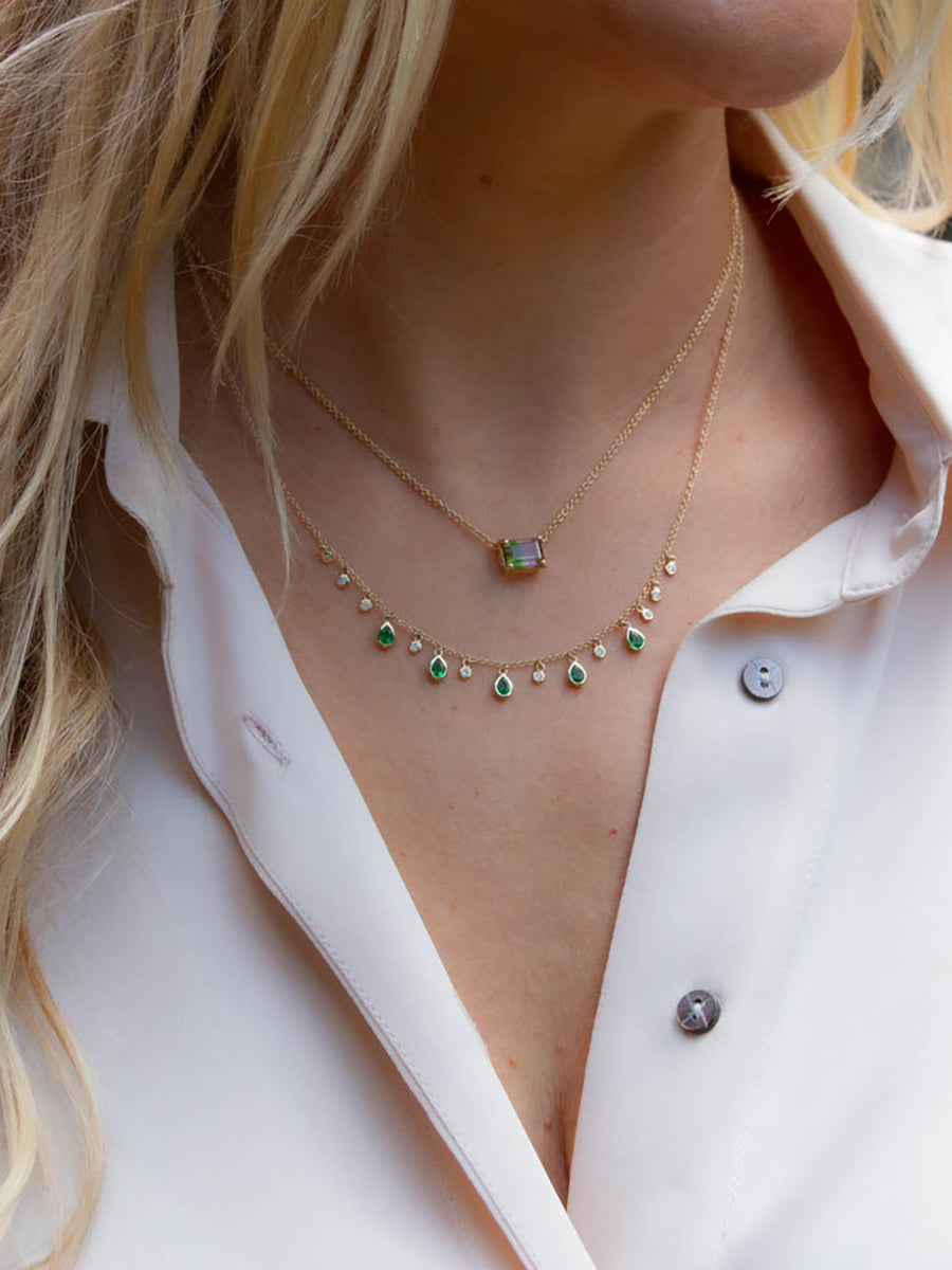14K Prism Bloom Tourmaline Necklace