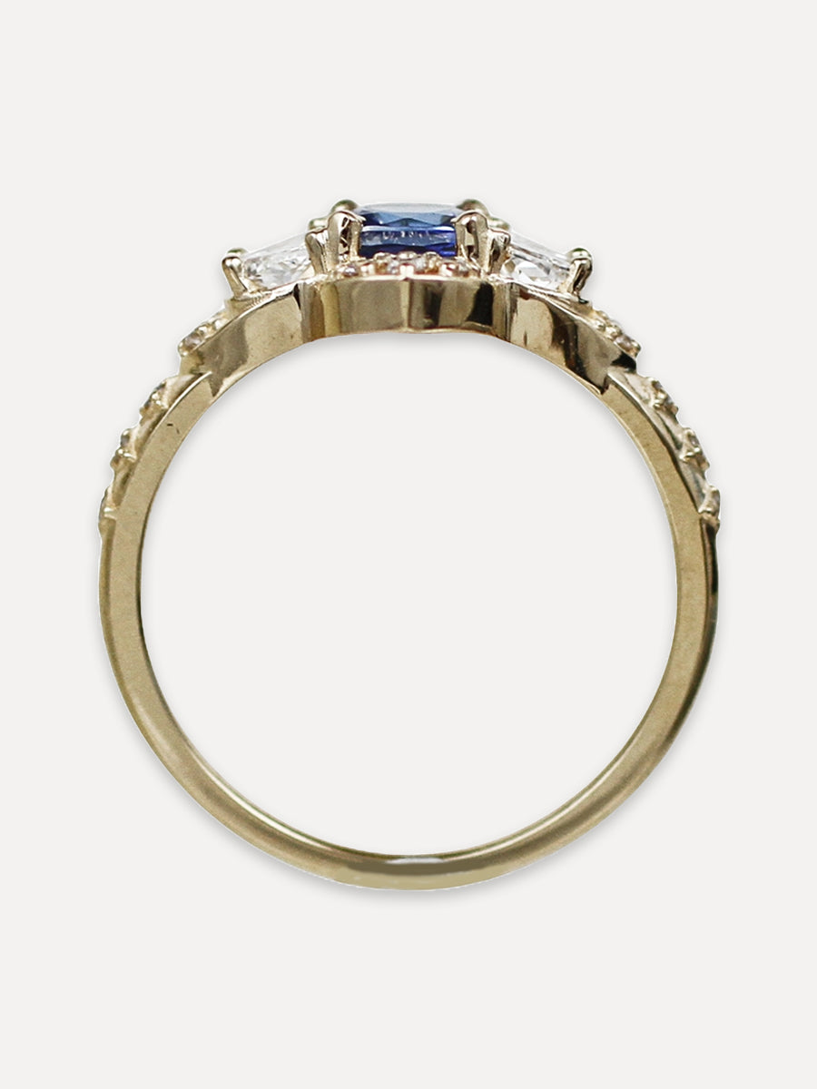 14K Baroque Sapphire & Diamond Ring