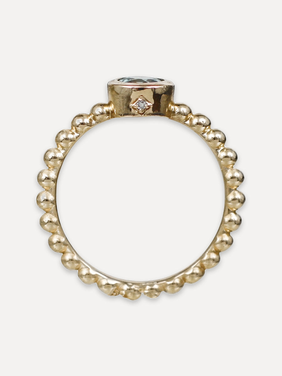 14K Round Beaded Stacking Band