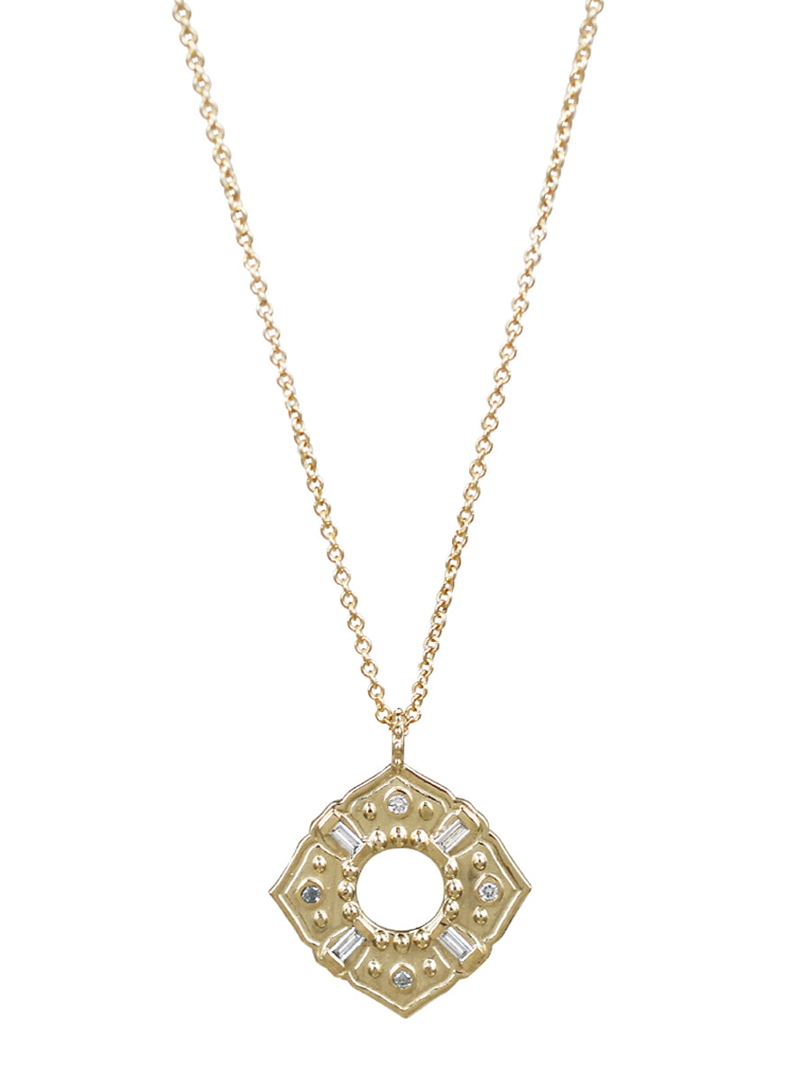 14K Baguette Diamond Anahata Necklace
